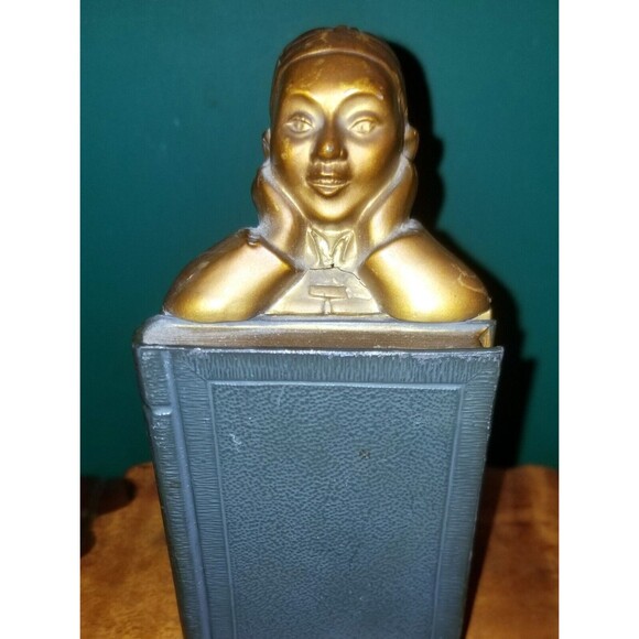 Antique 1930s Chinese Boy Bronze Single Bookend 5.25"x3.75"x2.75" - Picture 4 of 5